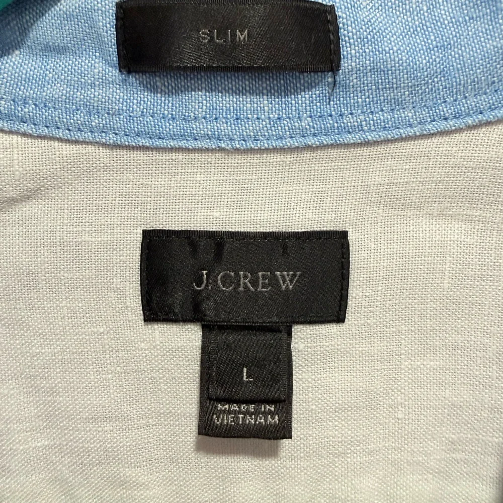 J. Crew Men’s Colorblock 100% Irish linen Button-Down‎ Shirt  L